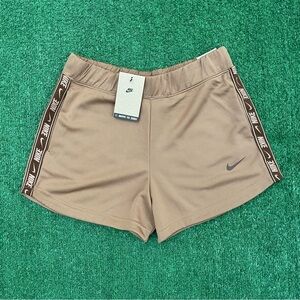 Nike Women's Tan Athletic Shorts with Side Logo